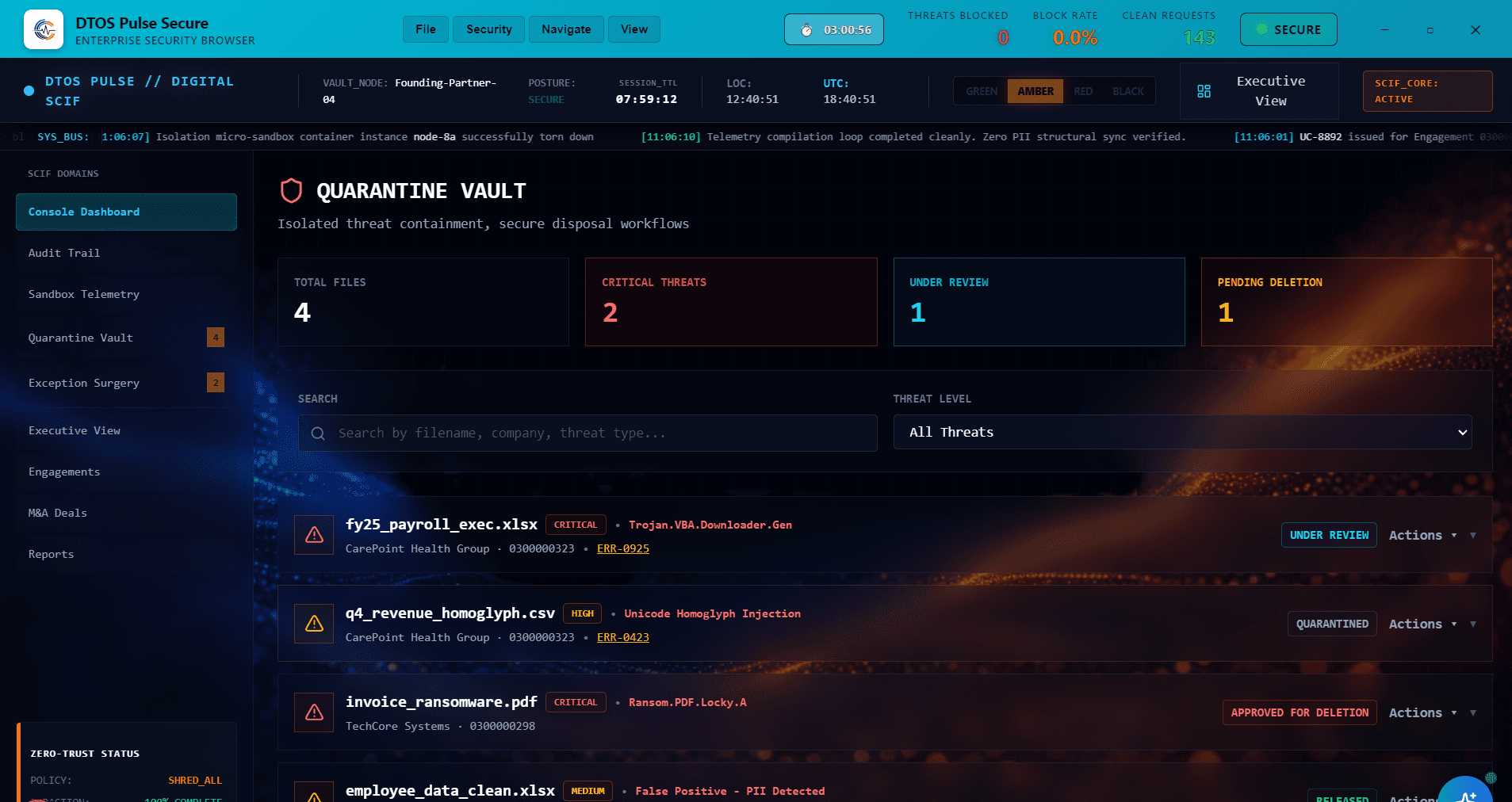 Quarantine Vault - Isolated Threat Containment